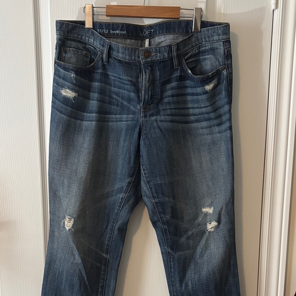 LOFT Women's Boyfriend Distressed Denim Jeans
